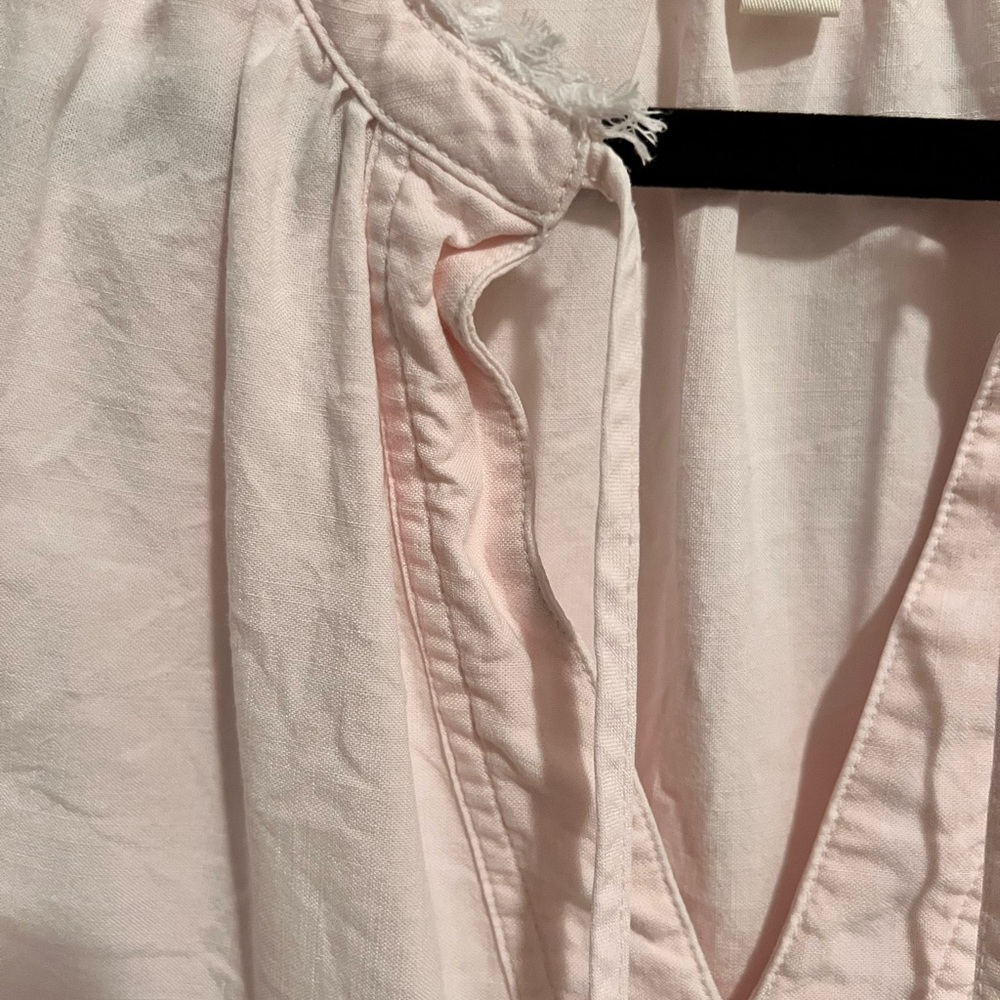 Cloth & Stone Pink Ruffled Blouse with Mandarin Collar - Picture 3 of 6